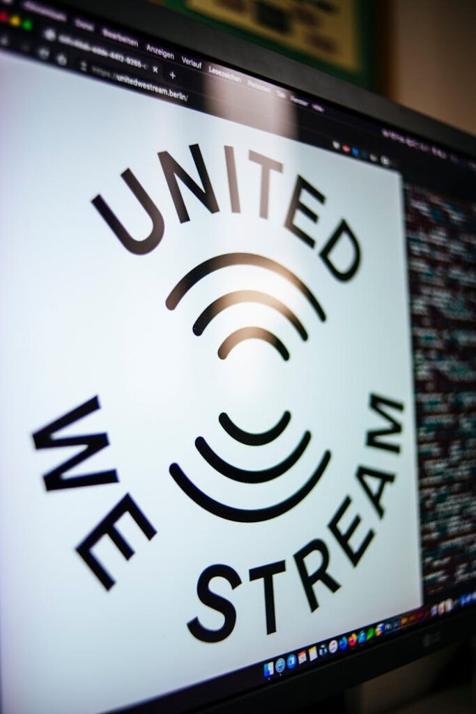 Logo of streaming service on monitor